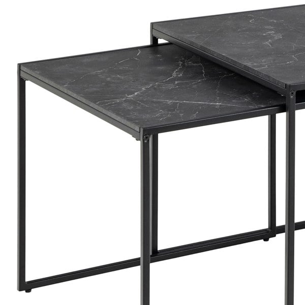 Furniture To Go Infinity Square/Coffee Table Setin Matt Black Set of 3