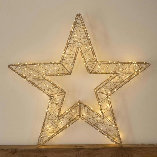Samuel Alexander 70cm Gold Light Up Christmas Star with 300 Warm White LEDs & Timer
