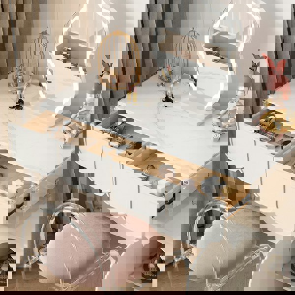 Zenith Dressing Table With Sideboard & LED Mirror, Cream with barker stonehouse sideboard