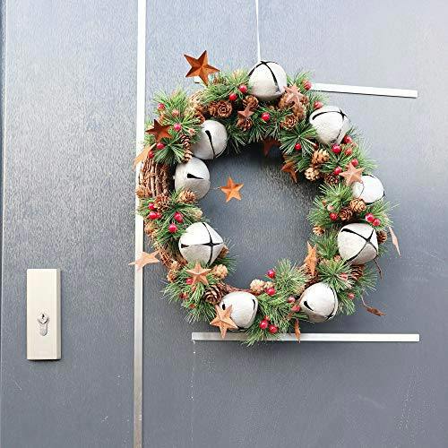 25cm Green Christmas Wreath with Bells, Stars, Pine Cones and Berries, PVC Decorative Door Wreath image 7