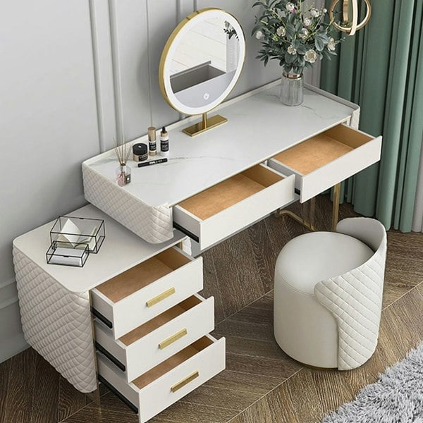Duran Dressing Table With LED Mirror, Cream-Weilai Concept-Weilai Concept