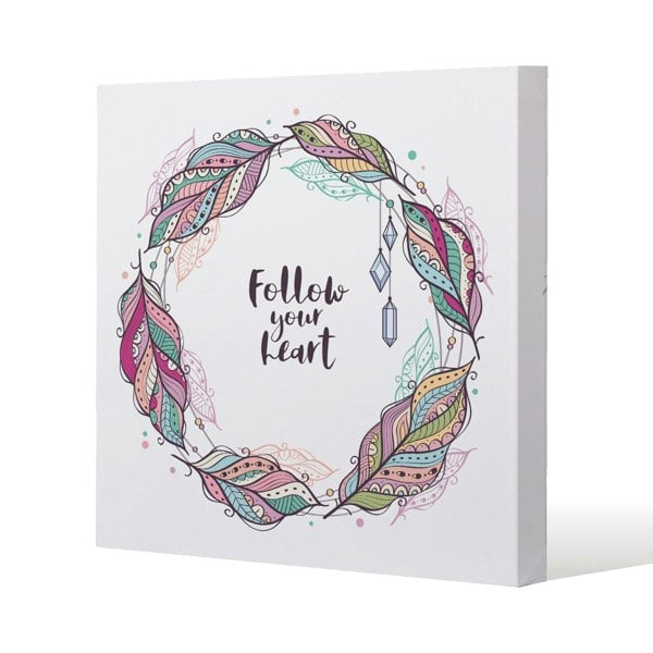 Benjamin Tate Design Follow your heart Slim Style Canvas Print  40x40cm , 15mm Slim Real wood.