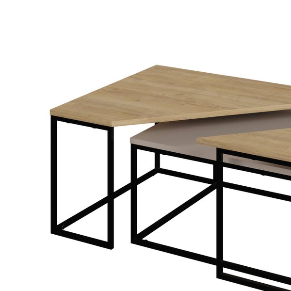 Decortie Modern OhLady Coffee Table 3-Piece Centre Table 110(W)cm Metal Frame Legs Living Room