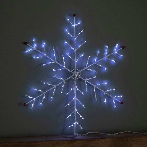 Samuel Alexander 50 x 50cm Light up Metal Christmas Snowflake with 132 Multi-Action White LEDs