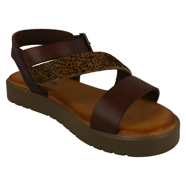 Leather Collection Ladies Leather Collection Flatform Sandals F00204