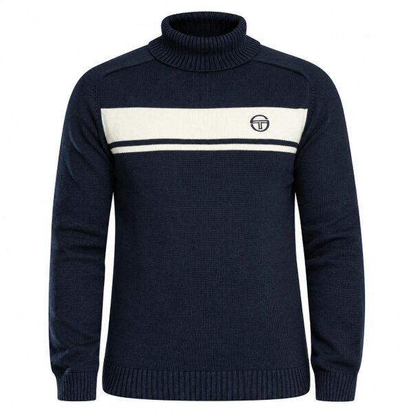 Sergio Tacchini Damarindo Knitted Turtle Neck Jumper Gardenia/Maritime Blue