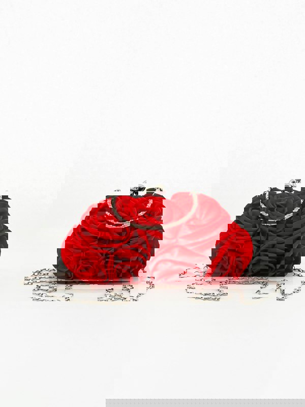 SVNX 3D Rose Clutch Bag in Red