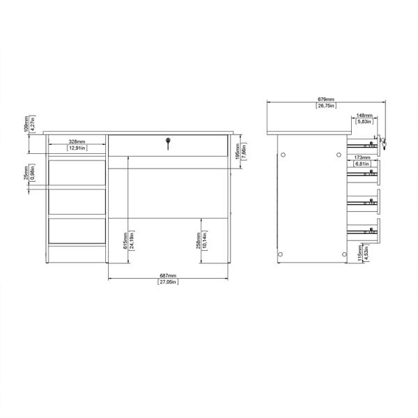 Wyld Haus Billabong Jackson Hickory Oak Wood 4 Drawer Office Desk