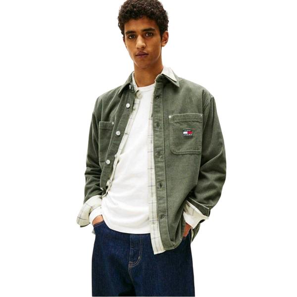 Tommy Jeans Mens Corduroy Overshirt - Pewter - 