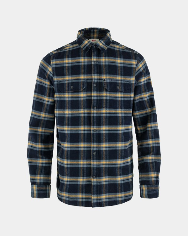 Fjallraven Ovik Heavy Flannel Mens Shirt - Dark Navy-Buckwheat Brown 555-232