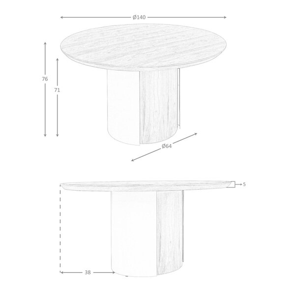 Angel Cerdá Round dining table walnut and metallic sand steel 1163
