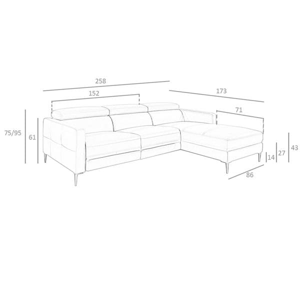 Angel Cerdá Relax corner sofa in dark grey leather 6125/6126