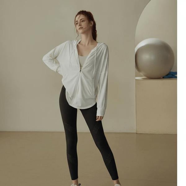 Anniou Hooded Zip Up Fitness Top  UPF 50+