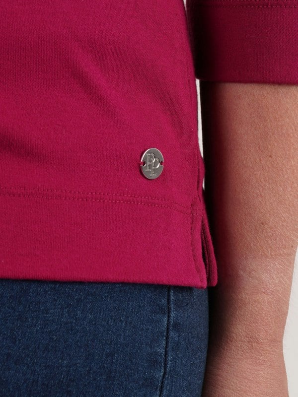 PennyPlain Solid Round Neck Top - Raspberry
