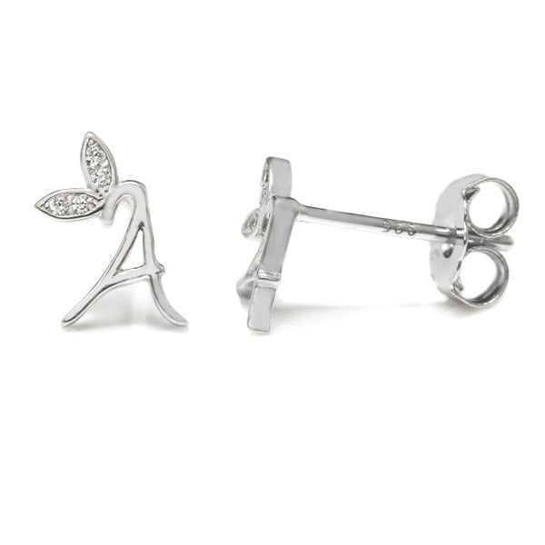 Say It With Winged Initial Earrings - Sterling Silver
