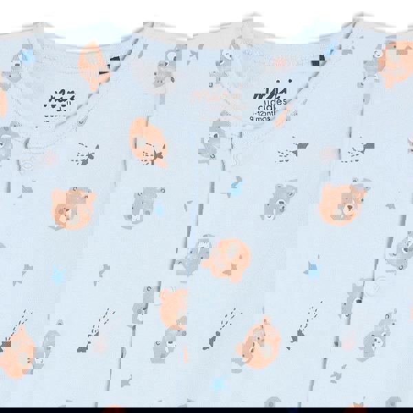 Mini Cuddles Baby Boys 2pk Teddy Bear Printed Sleepsuits, Multicolour