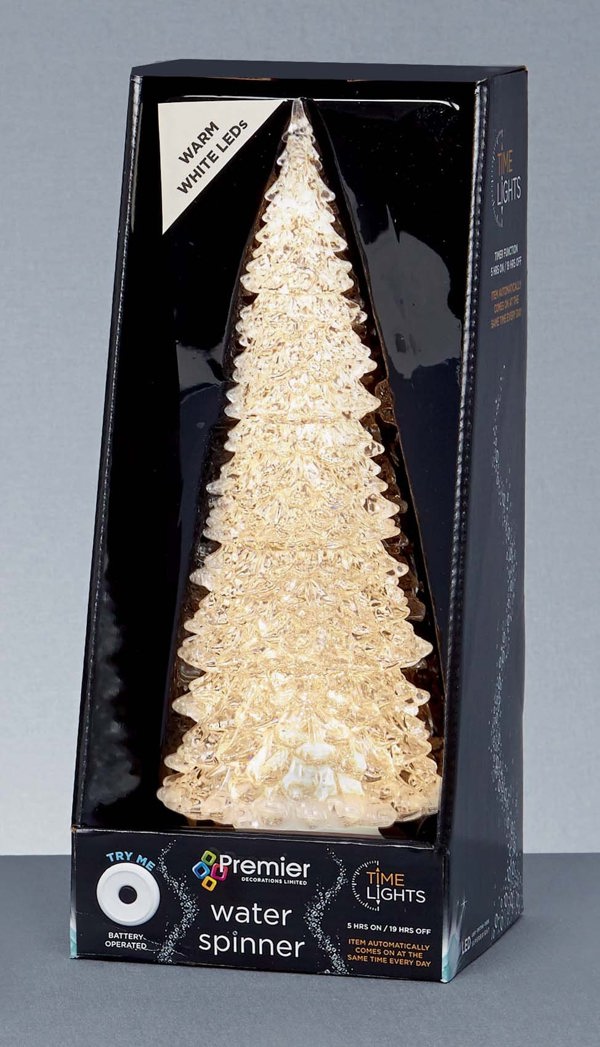 Samuel Alexander 30cm Dual Power LED Water Spinner Christmas Tree With Warm White LEDs