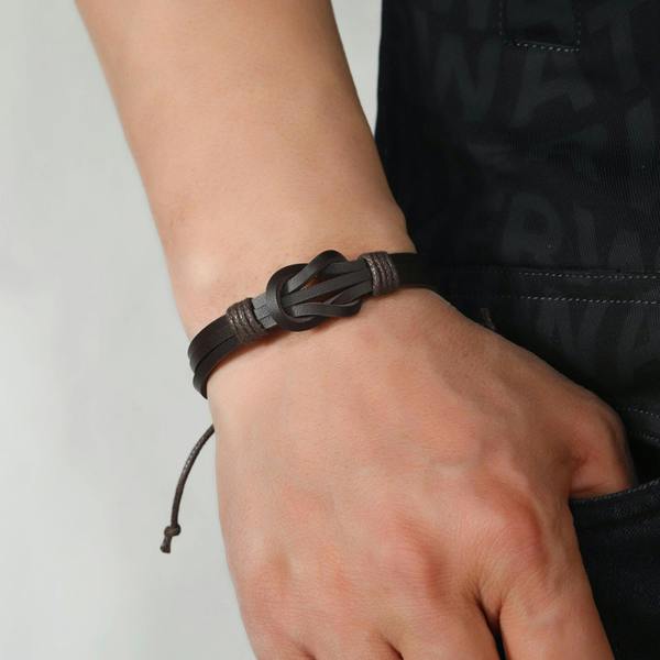 Aye Do Gifts Black Leather Retro Knot Bracelet