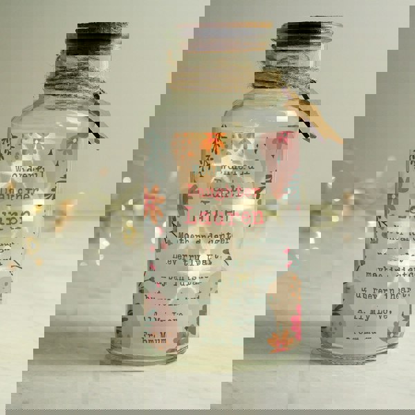 Personalised Memento Company Personalised Floral LED Glass Jar