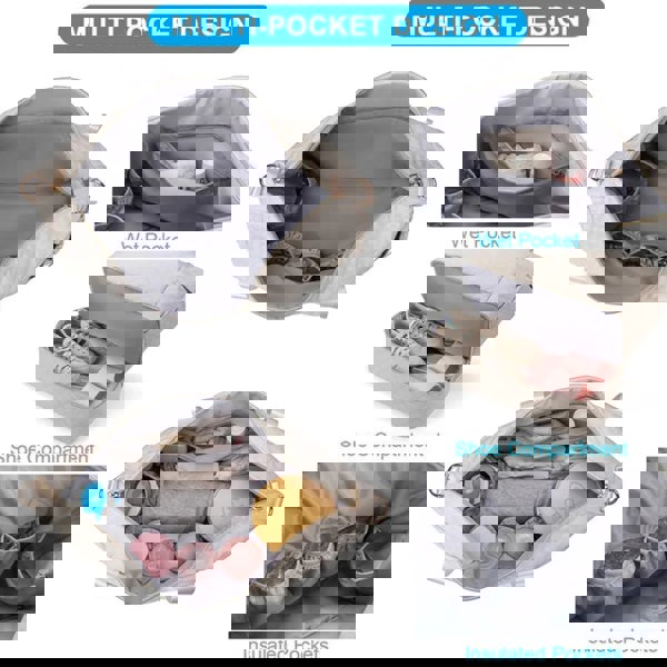 Anymom Mommy Baby Changing Bag Black Handbag 3 pcs Set with Pockets