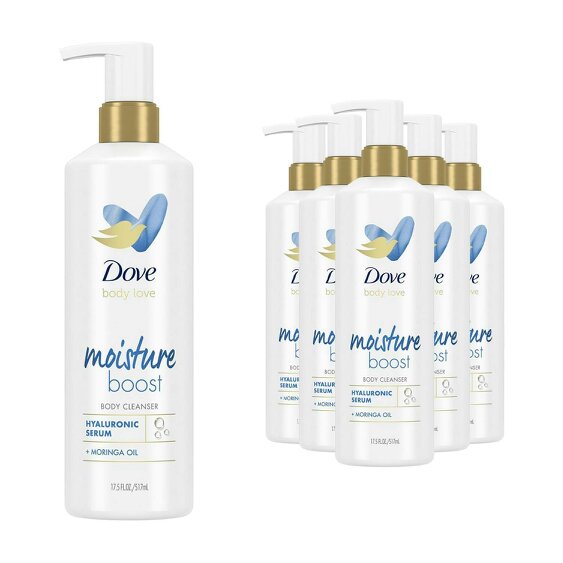 Dove Body Love Moisture Boost Body Cleanser with Hyaluronic Acid 517ml, 6pk