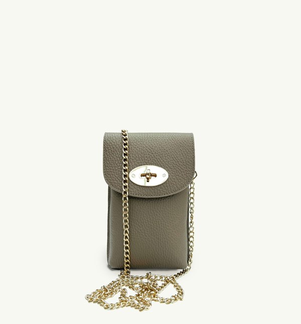 Apatchy London The Frankie Leather Phone Bag - Mushroom