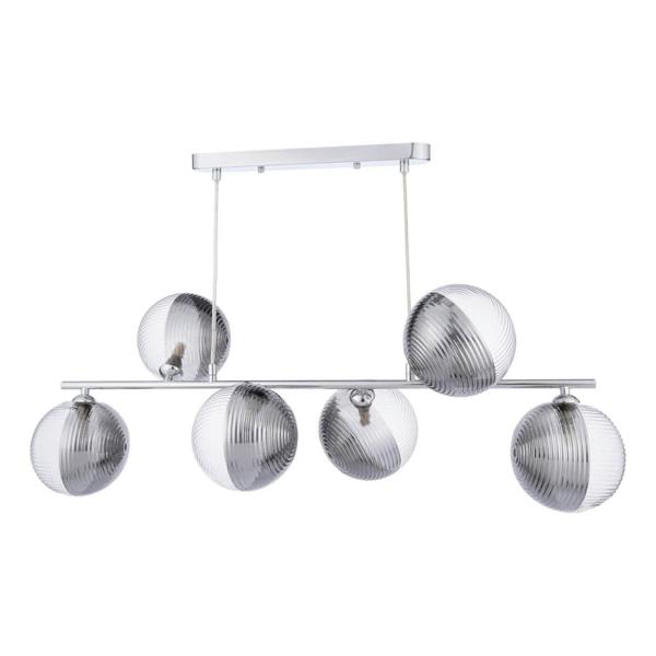 Pagazzi Lighting Claudia 6 Light Silver & Glass Ceiling Pendant Bar