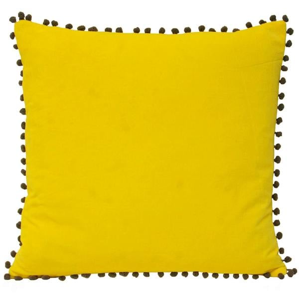 Riva Home Velvet Pompom Cushion Cover - Yellow/Grey