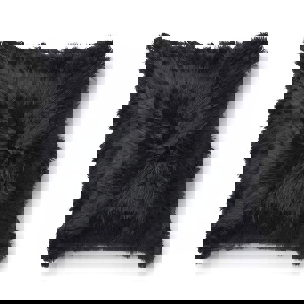 Alpaca Cushion | Long Wool Black