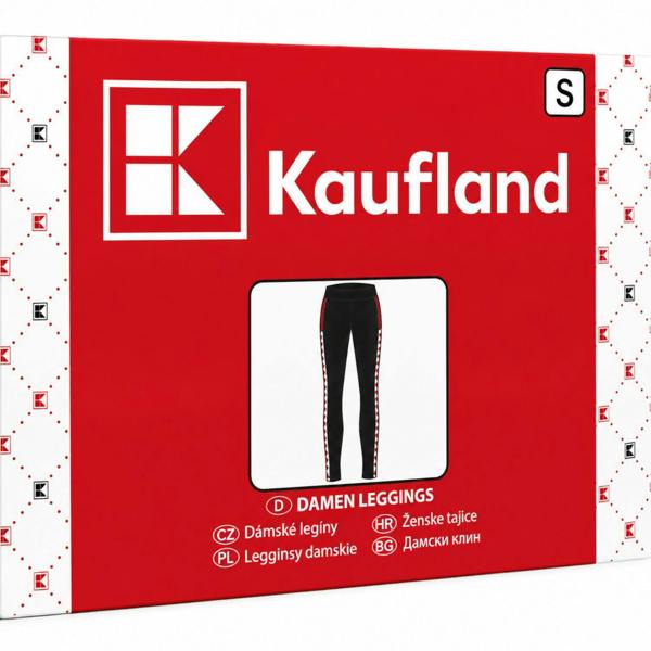 Tex-ass Kaufland Women's Logo Cotton Stretch Leggings Black Red Size S