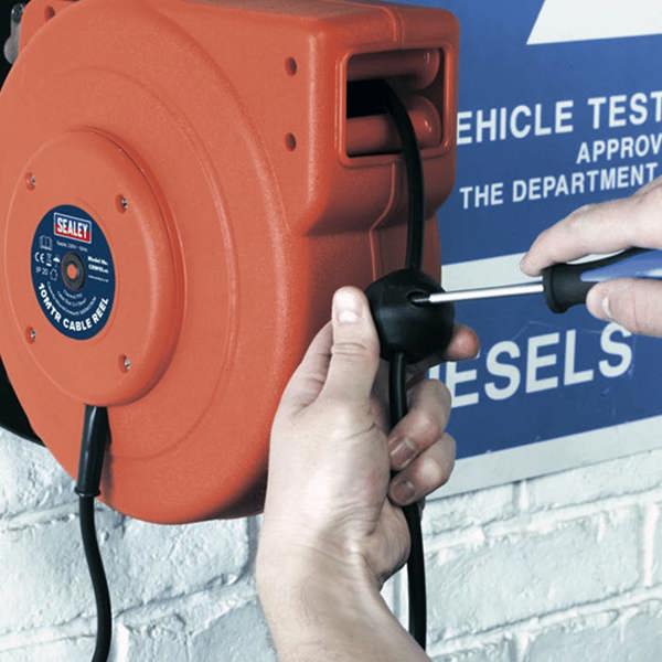 Sealey Cable Reel System Retractable 10m 2 x 230V Socket
