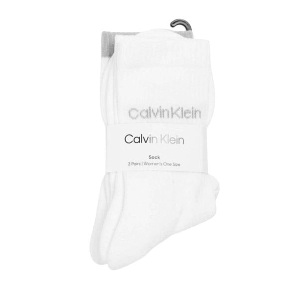 Calvin Klein Womens/Ladies Logo Crew Socks (Pack of 3) - White - 