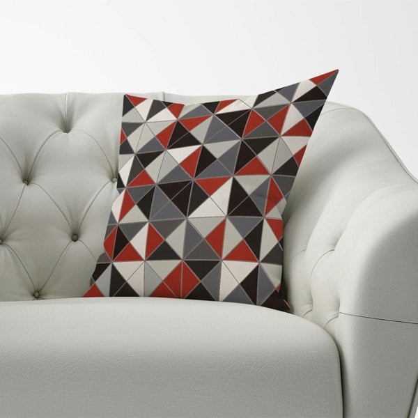 Warren Reed Grey Red Triangle Geometric Cushions