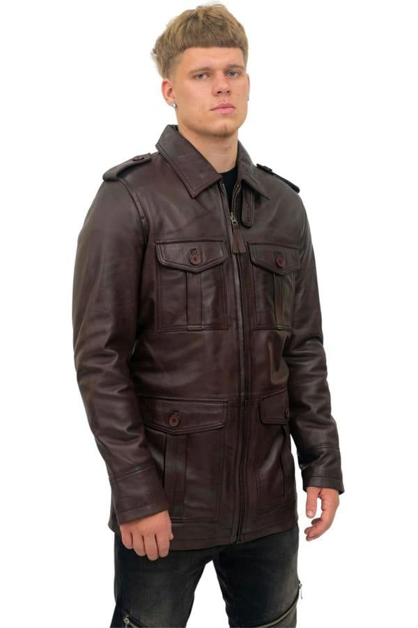 Infinity Leather Mens Leather Parka Safari Coat-Mesa Verde