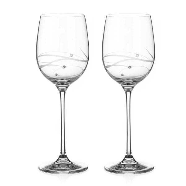 Diamante Moda Spiral White Wine Glasses - Set of 2