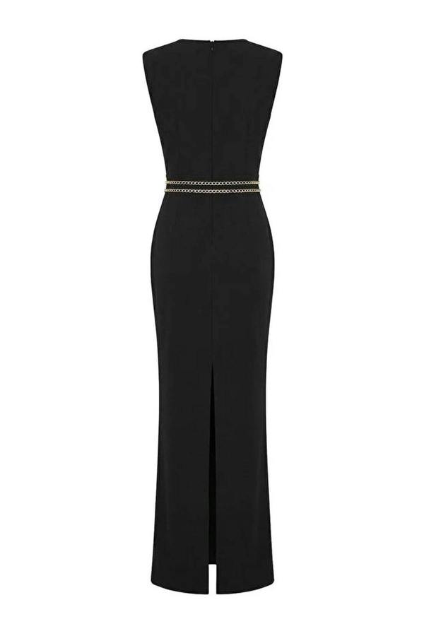 WOVCOR Cut Out Maxi Evening Dress with Accessory Details
