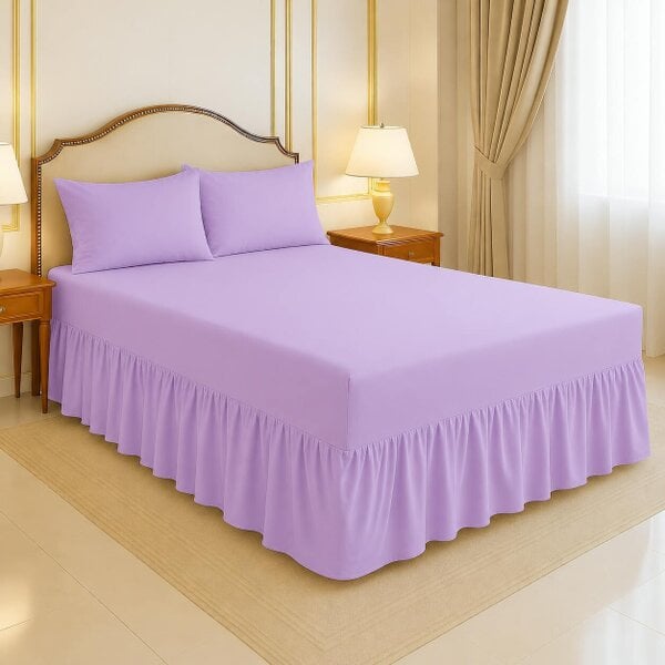 Night Zone 200 Thread Count Egyptian Cotton Pleated Valance Sheet – Hotel Quality Bed Valance - Lilac