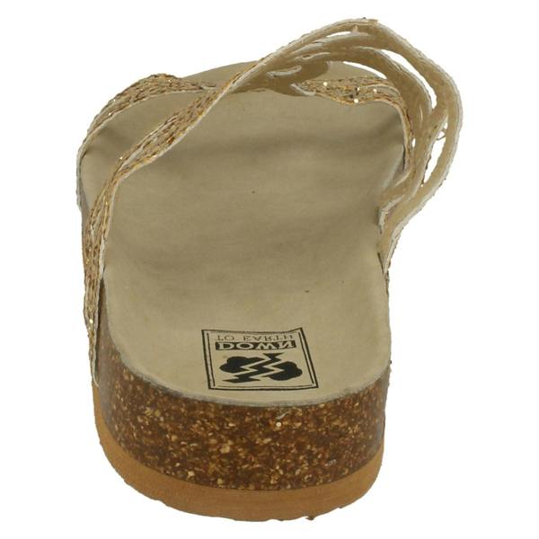 Down to Earth Ladies Down To Earth Cork Effect Glitter Sandals