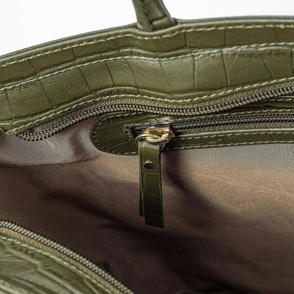 Pia Ready for Refinement Olive Leather Tote Bag