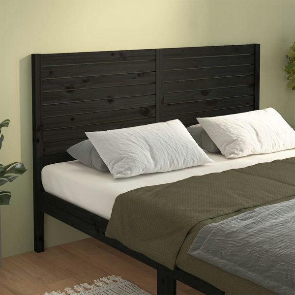 Berkfield Bed Headboard Black 146x4x100 cm Solid Wood Pine