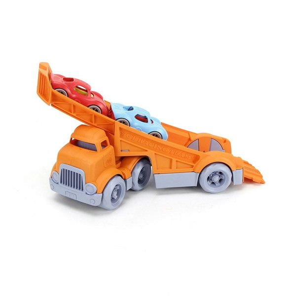 Green Toys Racing Truck with 2 Race Cars - Made From 100% Recycled Plastic