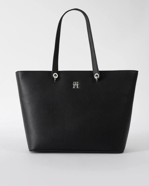 Tommy Hilfiger TH Emblem Womens Tote Bag - Black