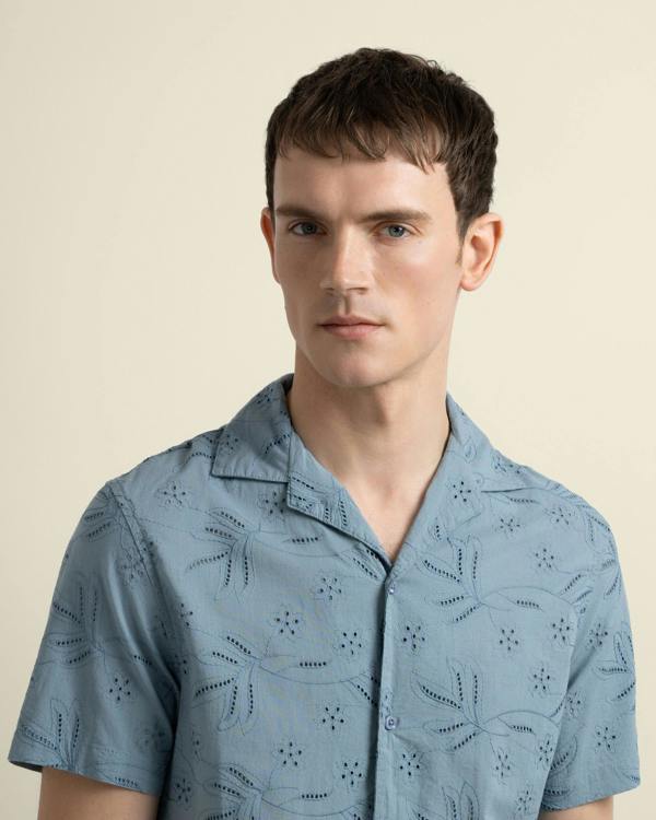 Larsson & Co Daan - Floral Embossed Short Sleeve Shirt