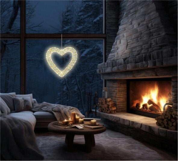Scotts of Stow Xmas Haus Pre Lit LED Heart Shape with 5m Lead Timer Power Supply