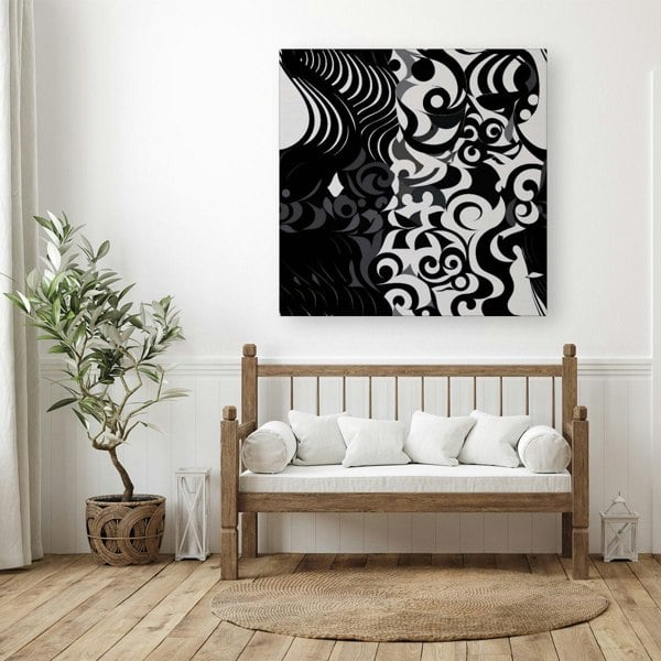 Warren Reed Black Grey Abstract Canvas