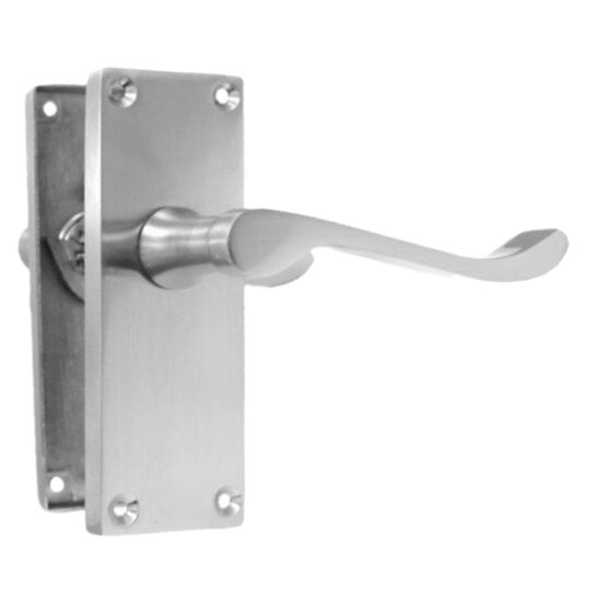 EDH Door Hardware Satin Chrome Victorian Scroll lever Latch Modern Door Handles, 6 Pairs