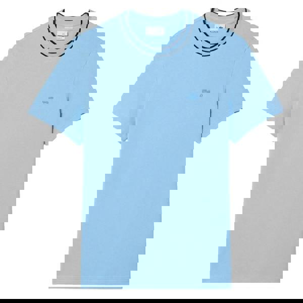 Lacoste Mens Pique Striped Neckline T-Shirt - Light Blue