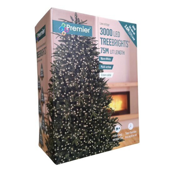 Samuel Alexander 3000 LED 75m Indoor Outdoor Christmas Multi Function Mains Operated String Lights with Timer in Warm White