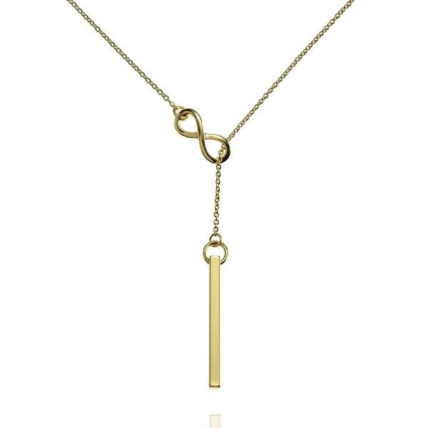 Gold Infinity Y Necklace. Gold Lariat Necklace with a Vertical Bar - namana.london
