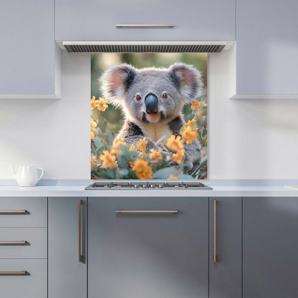 Warren Reed Koala Bear in Field Glass Kitchen Splashback - 00043